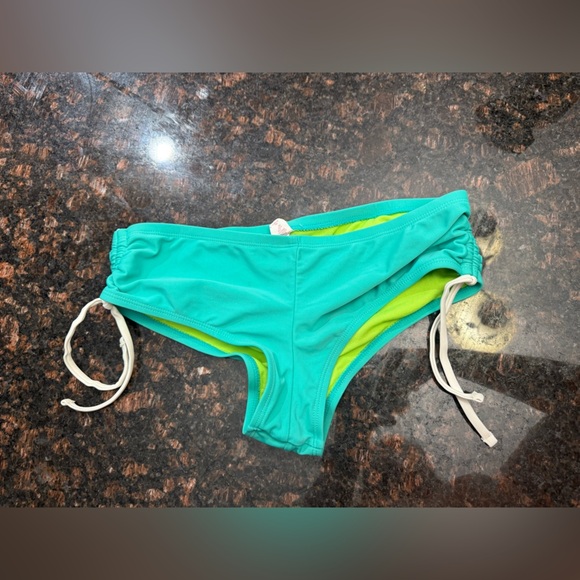 Xhilaration Teal and Lime Bikini Bottom - Boy short/cheeky style - Picture 1 of 5